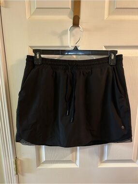 Black Athletic Skort with Drawstring Waist